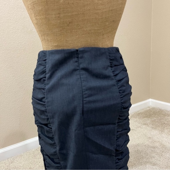 Anthropologie Cantonnier Blue Rouching Pencil Skirt WomenSize 6 Blue Knee Length - Picture 4 of 13